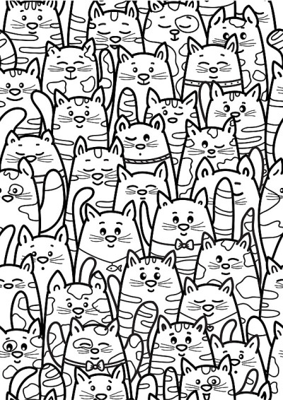 无缝图案的猫卡通。