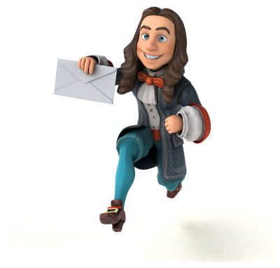 3D插图的卡通人在历史巴洛克服装