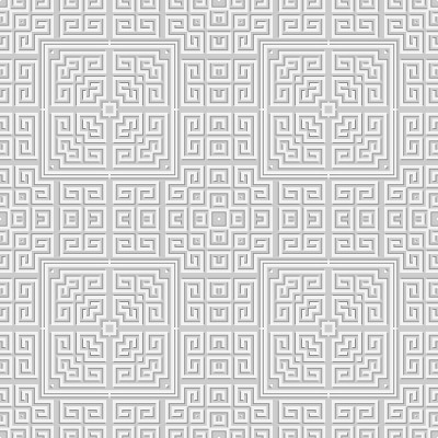 几何希腊无缝图案。现代光背景。重复部落民族背景。希腊的装饰品。几何形状，正方形，迷宫，希腊键，曲径。