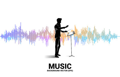 Vector silhouette of conductor standing with Sound