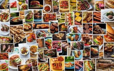 美式烧烤食物拼贴画