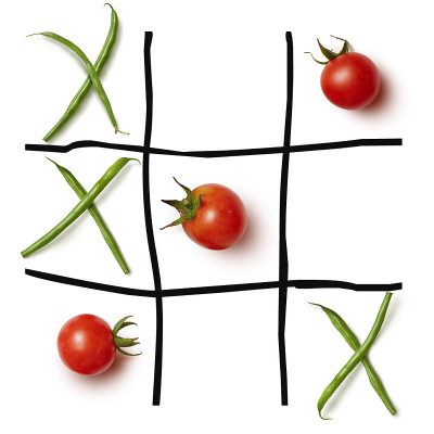 食物的井字游戏。