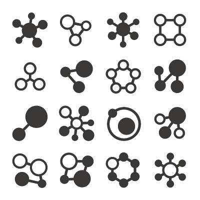 分子图标在白色背景上设置隔离。向量