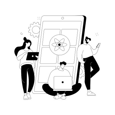 React原生移动应用抽象概念矢量图。