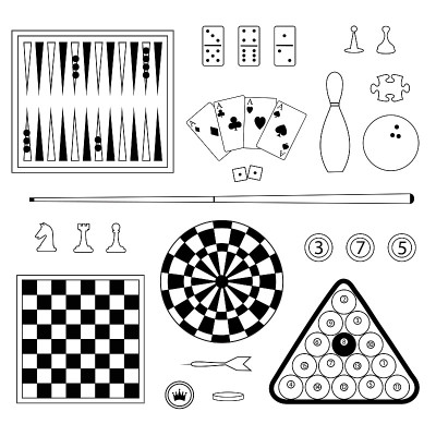 black outline games digital stamps