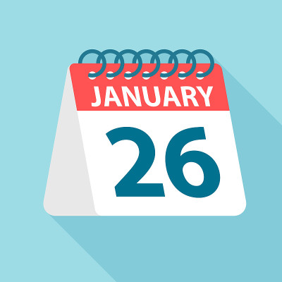 1月26日-日历图标。一个月的一天的矢量插图。日历模板