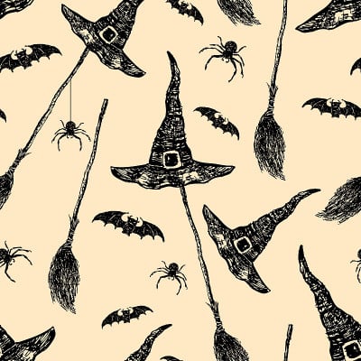 Seamless background of symbols of Halloween