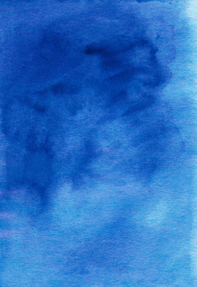 水彩深海蓝色液体背景画。手绘水彩背景。纸上。