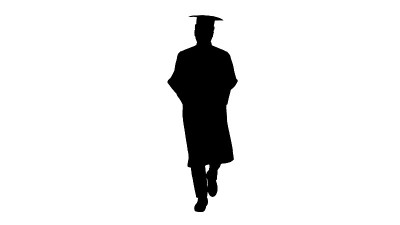 剪影非裔美国男学生毕业长袍文本