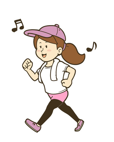 一个年轻女子走路的插图。