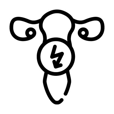 子宫切割疼痛线图标矢量插图