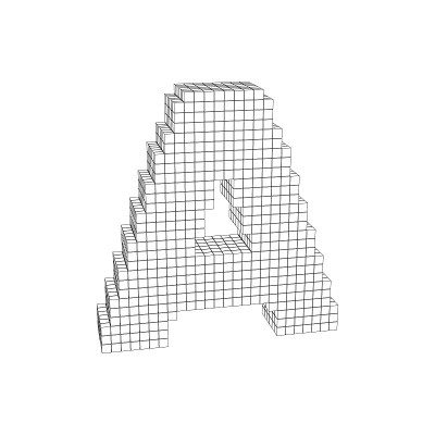 3d像素大写字母a矢量轮廓插图。