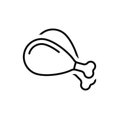 Chicken leg outline icon on white background