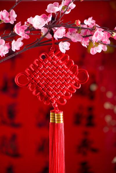 中国结，中国新年的装饰背景