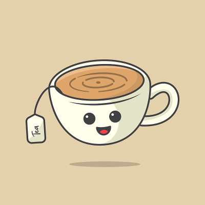 茶杯卡哇伊插图，可爱卡哇伊插图，人物图标设计