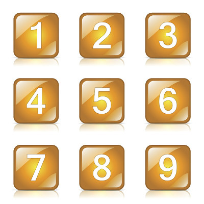 数字计数方形矢量黄色图标设计集