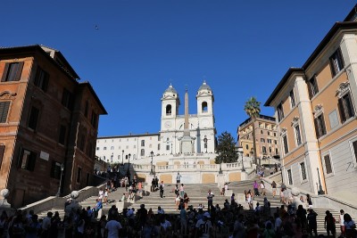 意大利罗马圣蒂西马教堂Trinità dei Monti西班牙楼梯景观