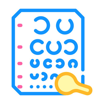 Golovin表眼睛检查颜色图标矢量插图