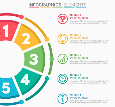 INFOGRAPHICS元素抽象设计的数字前五列表模板