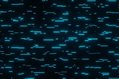 未来蓝色发光的霓虹灯线空间背景3D渲染