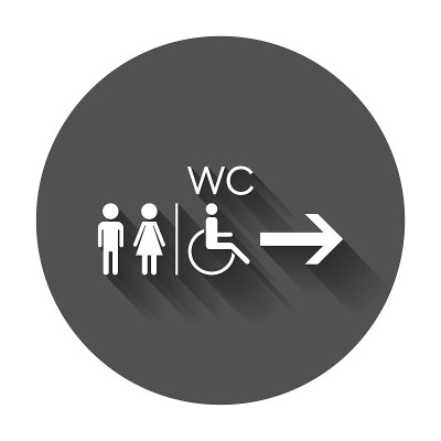 厕所，马桶平面矢量图标。男人和女人签字
