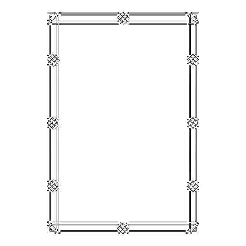 黑白矩形框架。阿拉伯语,凯尔特风格。A3、A4页比例。