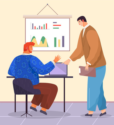 Businesspeople argue, discuss project. Man manager