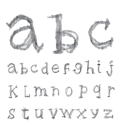 字体铅笔蜡笔。手写的矢量插图。