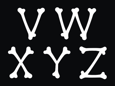 骨骼形状的字母VWXYZ
