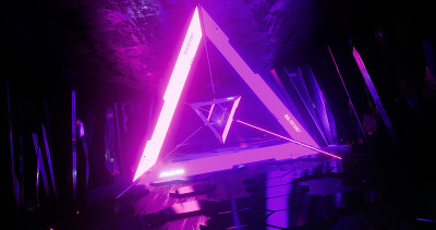 3d渲染抽象背景，霓虹光束。