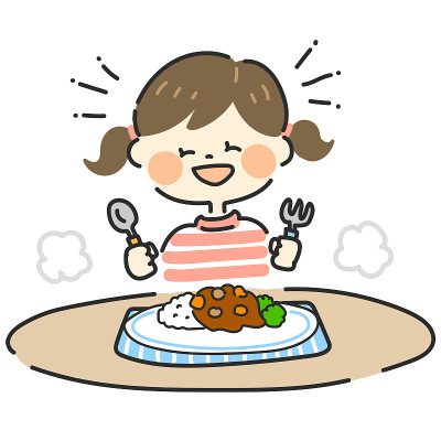 Girl eating curry rice