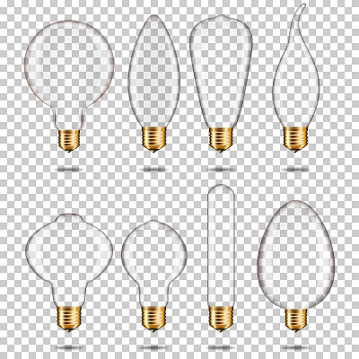 Set of empty realistic transparent vintage Edison 