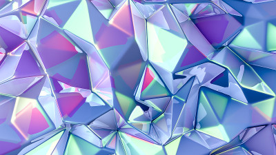 科技三角水晶背景。3d渲染，3d渲染。
