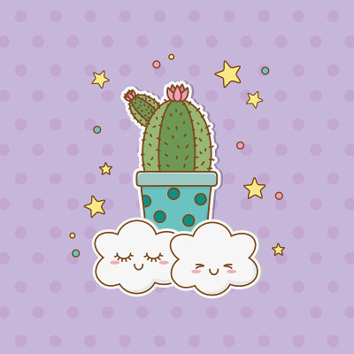 cactus sticker kawaii style