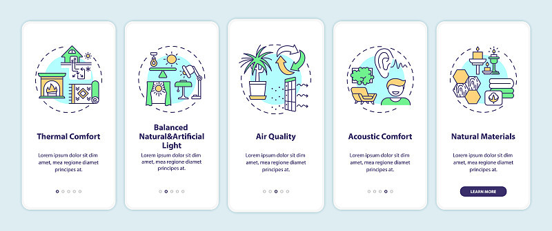 舒适的首页登陆移动应用程序页面屏幕与概念