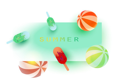 登陆页用明亮抽象的夏季设计元素。矢量图