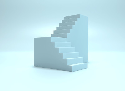 3d渲染蓝色楼梯
