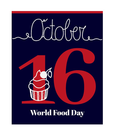 10月16日世界粮食日主题的日历表、矢量插图。