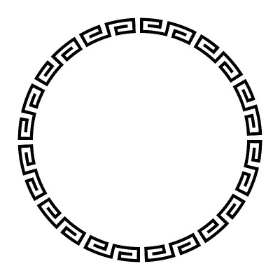 曲流圆带有简单的曲流图案，称为希腊钥匙