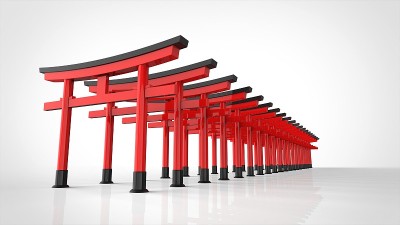 大门的神社多个3d渲染。jpg