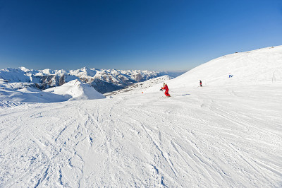 俯瞰高山滑雪胜地的滑雪道