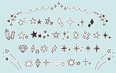 《闪烁》和《星星》系列。手绘的风格