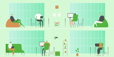 在办公室的工作日。矢量图