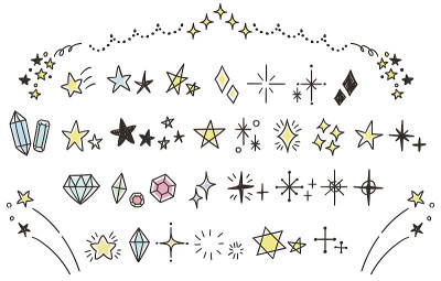 《闪烁》和《星星》系列。手绘的风格