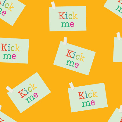 Cute pattern made of vector kick me note. Colorful
