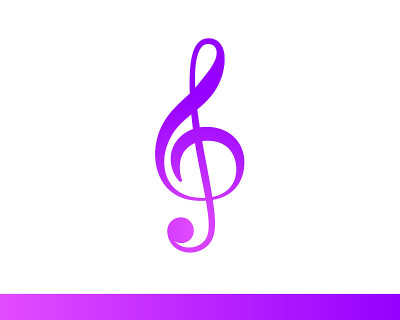 Treble clef musical key vector icon. Isolated on w