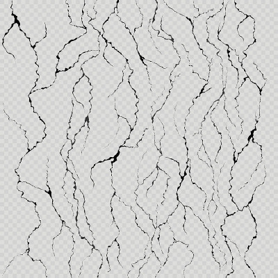 Set of seven realistic wall cracks. Easily for col