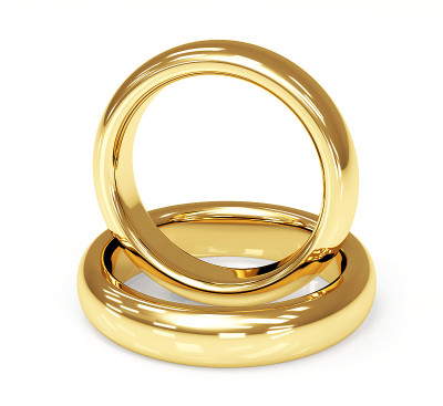 两枚3d金结婚戒指