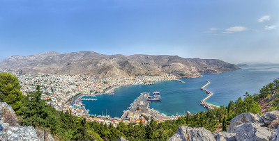 Pothia Kalymnos岛在希腊的首都全景