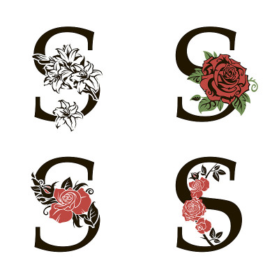 字母S和花束